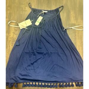 Tommy Bahama Womens Navy Rayon $69.50 Sleeveless Halter Top Blue Size-